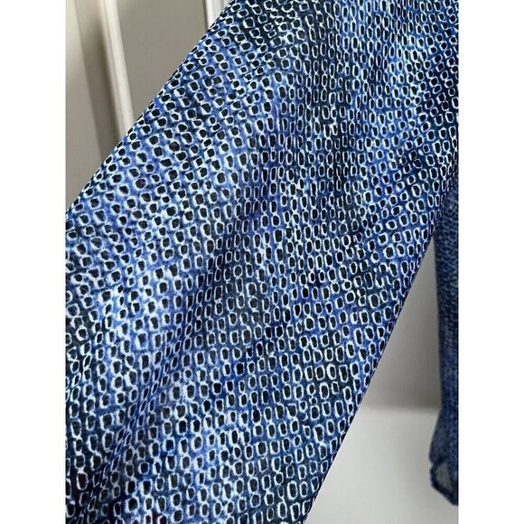 Lane Bryant Top Women 18 Blue Neutral Animal Print Tassel Coastal Preppy Classic - Picture 4 of 13